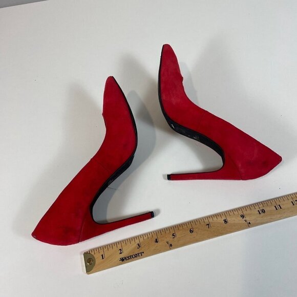 Jeffrey Campbell Womens Pointed Toe Velvet Stiletto Shoes Red 38 Y2k Pumps - Picture 5 of 10
